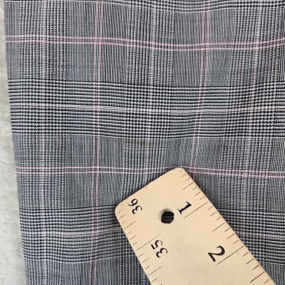 EXPRESS Editor Wool Pants Womens Size 0 Straight Crop Y2K Cuffed Gray Pink Plaid - Picture 7 of 15